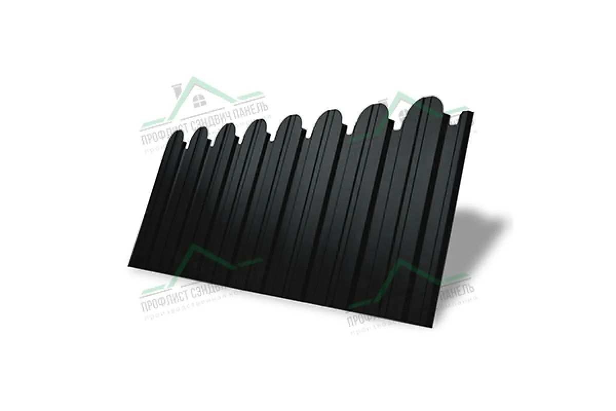 Профнастил С10A фигурный Grand Line 0,5 Quarzit lite с пленкой RAL 9005 черный