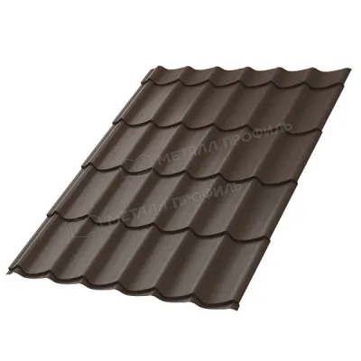 Металлочерепица МП Трамонтана-XL (VALORI-20-DarkBrown-0.5)