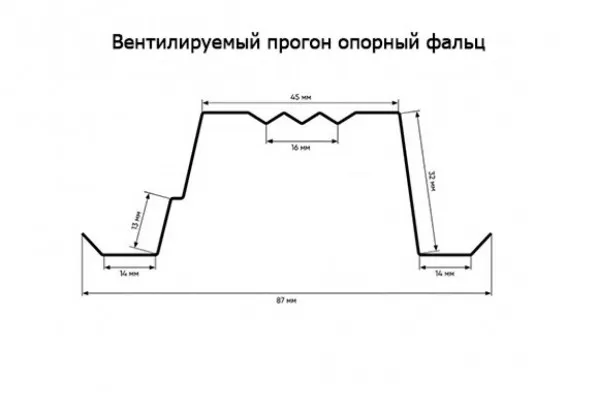 Вентилируемый прогон опорный фальц PRO 35 0,45 PE RAL 7004 сигнальный серый (0,43м)