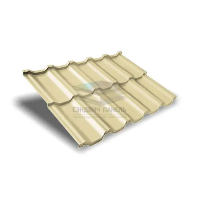 Металлочерепица "Квинта плюс3D" ("Kvinta plus3D") 0,5 Satin RAL 1015 светлая слоновая кость