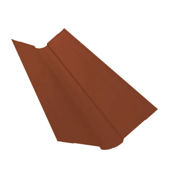 Планка конька фигурного 100x100 0,5 Satin с пленкой RAL 8004 терракота (2,5м)
