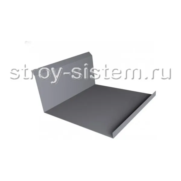 Планка примыкание нижнее к трубе фальц 0,45 PE с пленкой RAL 7004 сигнальный серый (2,5м)