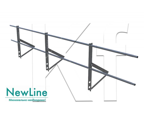 Borge Ограждение декоративное NewLine, 3 опоры, 3м, 2 трубы, отверст для 1 доп.трубы h-60см RAL6005