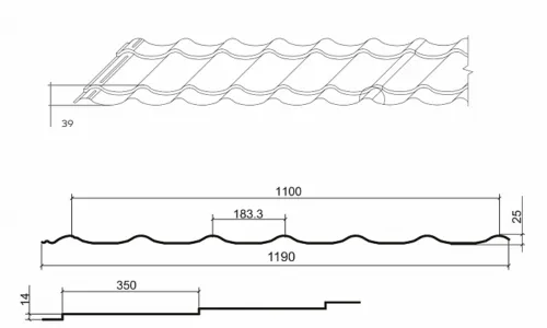 Металлочерепица МП Ламонтерра-X NormanMP (ПЭ-01-9002-0.5)