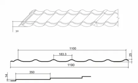 Металлочерепица МП Ламонтерра-X NormanMP (ПЭ-01-6018-0.5)