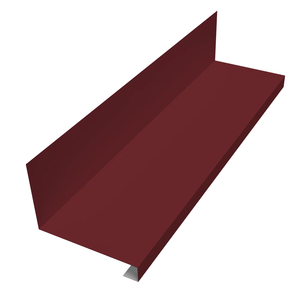 Планка примыкание боковое фальц 0,5 Satin с пленкой RAL 3005 красное вино (2,5м)