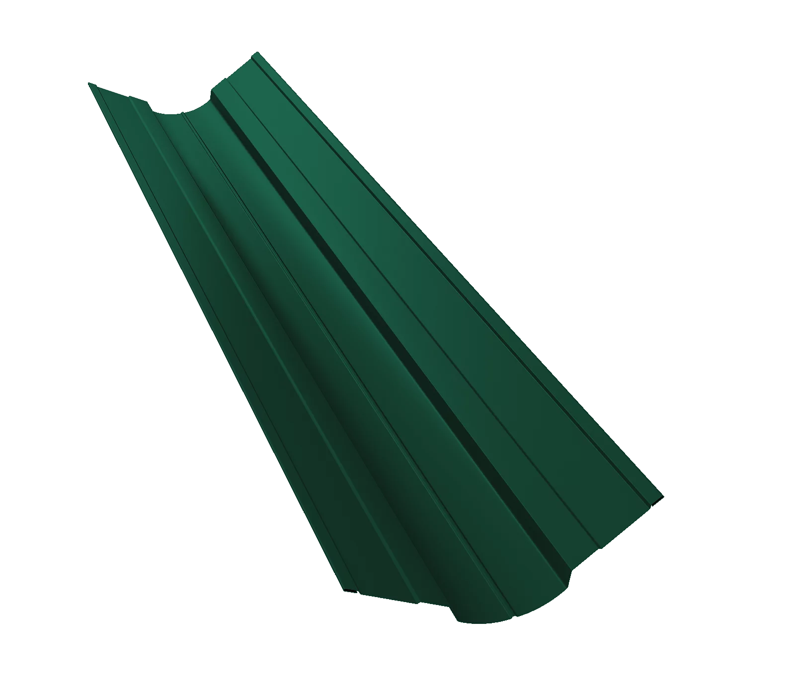 Планка конька фигурного 100x100 0,45 PE-Double RAL 6005 зеленый мох (2,5м)