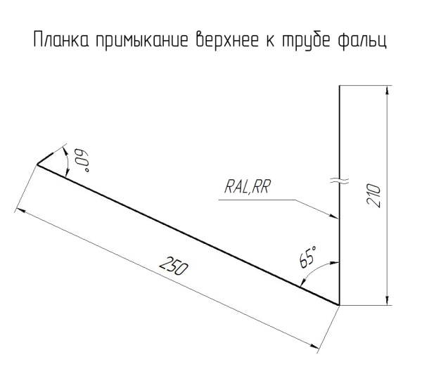 Планка примыкание нижнее к трубе для Кликфальц Pro 0,45 Drap ST RAL 7024 мокрый асфальт (2,5м)