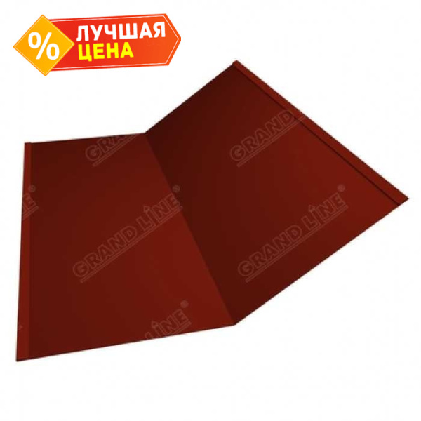Планка ендовы нижней 300х300 0,5 Satin с пленкой RAL 3009 оксидно-красный (3м)